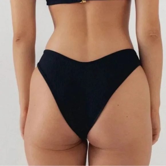 NWT MONTCE Black Ribbed Bikini Bottom - Picture 3 of 3